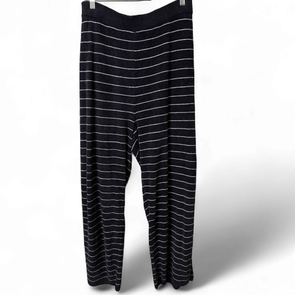 Barefoot Dreams Reg. CozyChic Ultra Lite Striped Ankle Pant NWOT 3X Black/Pearl